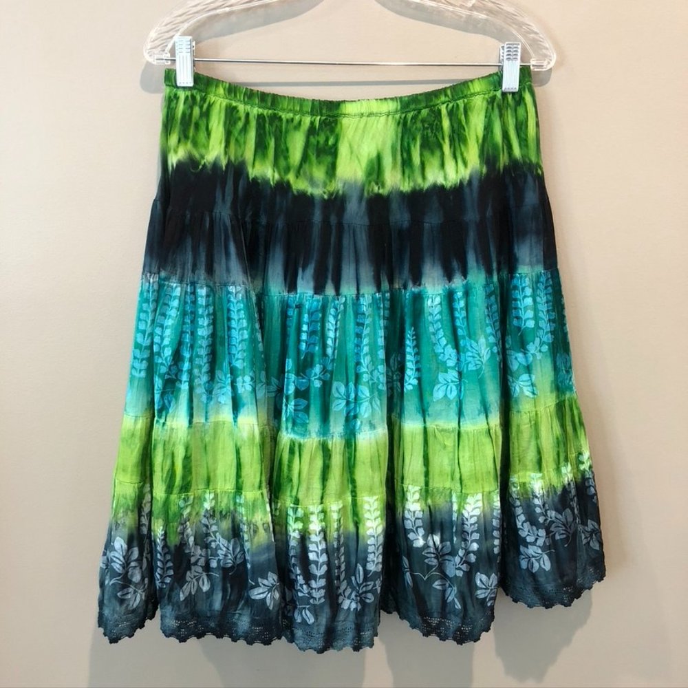 Bamboo Traders Tie Dye Blue/Green Skirt